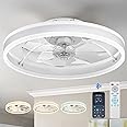 addlon Ceiling Fans with Lights, 20 Inch Flush Mount Ceiling Fan with Lights and Remote, Reversible, 3CCT, Dimmable, Quiet,Low Profile Ceiling Fan for Bedroom, Kids Room and Living Room,White