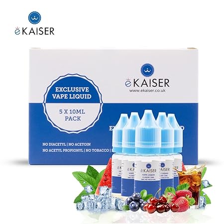 EKaiser 5er Pack E Liquid | Fruit Mints | 5 x 10ml Flaschen mit 0mg E-Liquid | Nikotinfreies eJuice für E-Zigaretten und Eshi