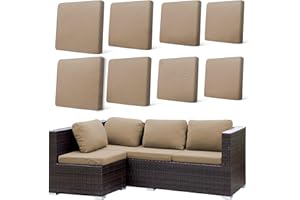 HANDONTIME 8Pcs Patio Cushion Covers Stretch Outdoor Couch Cover Replacement Cushions for Outdoor Furniture Waterproof Patio Furniture Cover for Pets Sofa Covers Washable (Khaki,Cover Only)