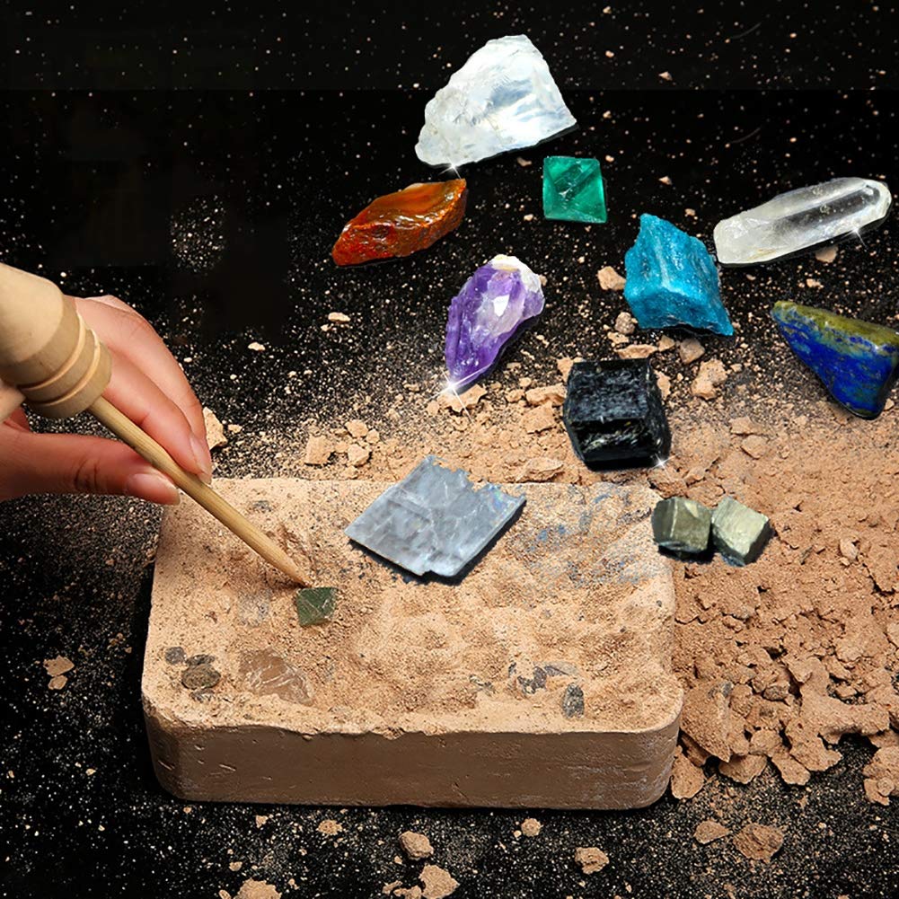 Gem Dig Kit Dig Up 10 Real Gemstones | Great Science, Gemology, Mining Gift Kids, Boys Girls | Rocks, Minerals, Excavation Toys