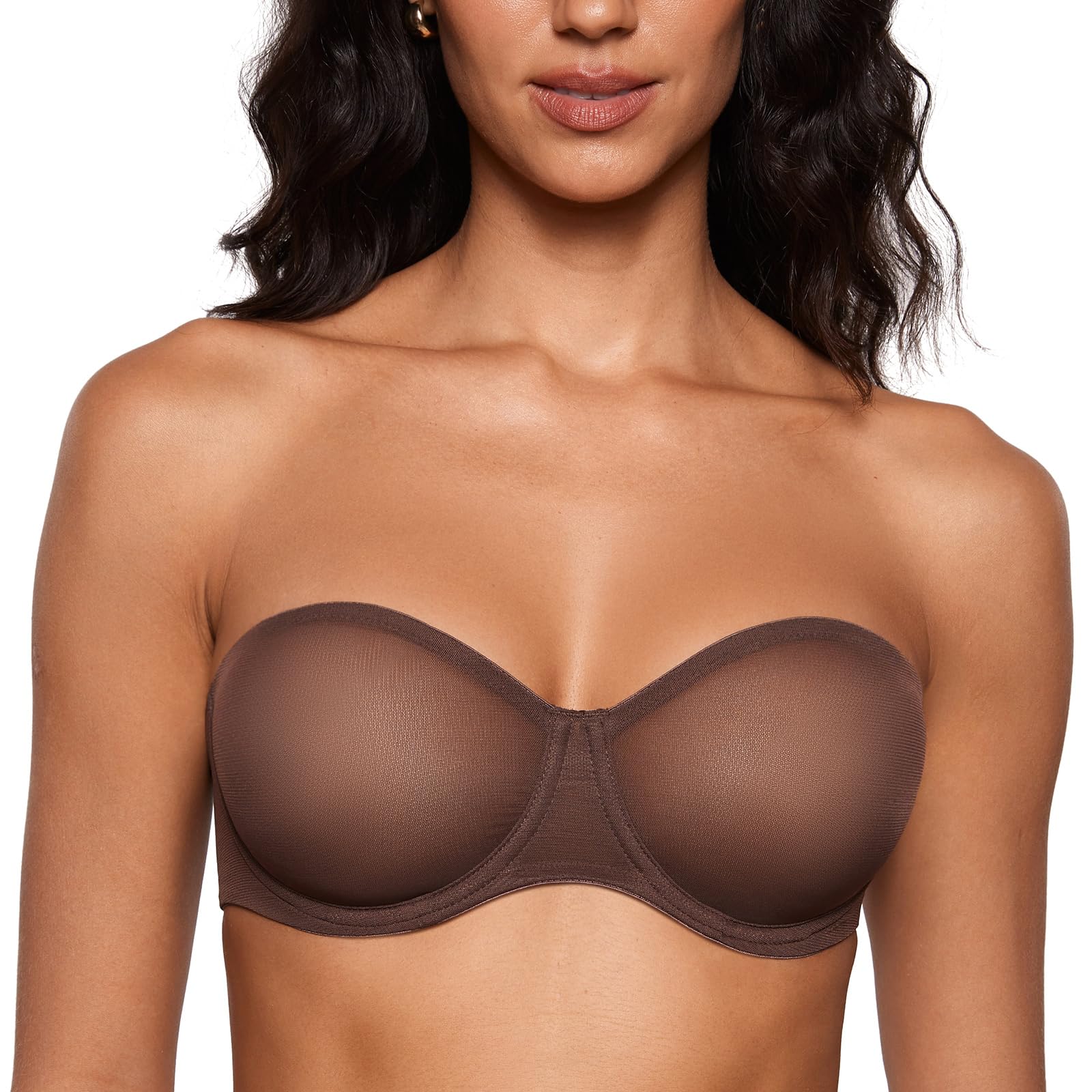 INLYRIC Women's Sheer Strapless Bras Mesh Sexy