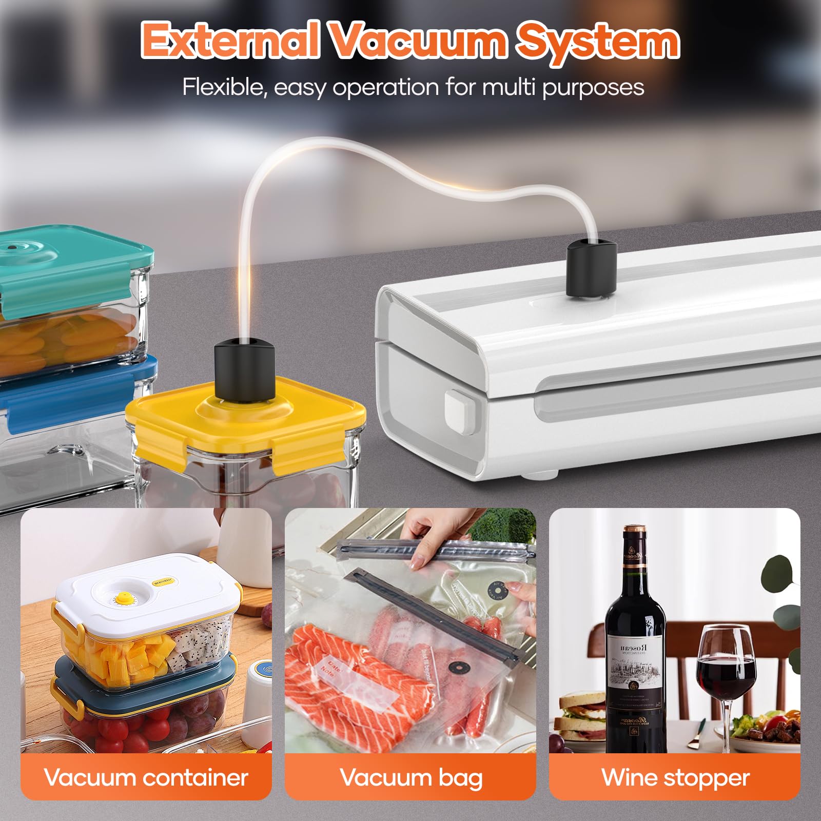 Vacuum Sealer Machine With Vacuum Sealer Bags, Dry/Moist Compact Full Automatic Food Sealer, Air Sealer Machine with Vacuum Seal Rolls, Bag Cutter,