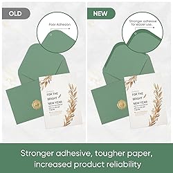 50 Pieces Sage-Green A7 Envelopes with Gold
