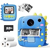 Prysyedawn Kids Camera Instant Print, Christmas Birthday Gifts for Kids Age 3-8, 1080P Digital Camera with Silicone Cover, Toddler Portable Travel Toys for 3 4 5 6 7 8 Year Old Girls Boys-Blue