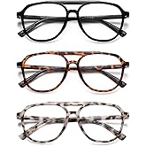 LKEYE Aviator Reading Glasses for Women Men Oversized Blue Light Blocking Computer Reader Designer Large Spring Hinge LK6081