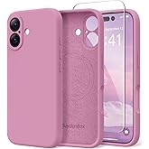 SuydanBox Magnetic for iPhone 16 Case, Compatible with MagSafe, [Screen Protector + Full Camera Protection], Silicone Shockproof Anti-Scratch Protective Phone Case for iPhone 16 6.1", Blackcurrant