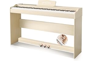 Sheirin Digital Piano Fully Weighted Keyboard 88 Keys Upright Acoustic Hammer Action Electric Stand Pedal Beginners Instrument SR-EH80