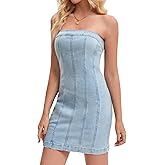 CIMUK Women's Strapless Denim Dress Western Outfit Spring 2026 Bodycon Tube Mini Jean Dresses