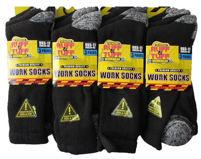 12x Mens Hard Wearing Work Socks Safety Boot Socks Excellent