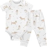 vvfelixl Baby Pants Sets Black Dachshund Long Haired Short Sleeve Baby Clothes for Boys Girls 0-24M