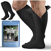 2 Pair Plus Size Closed Toe Compression Socks with Zipper, Compression Stockings for Overweight Women Men 15-20 mmHg