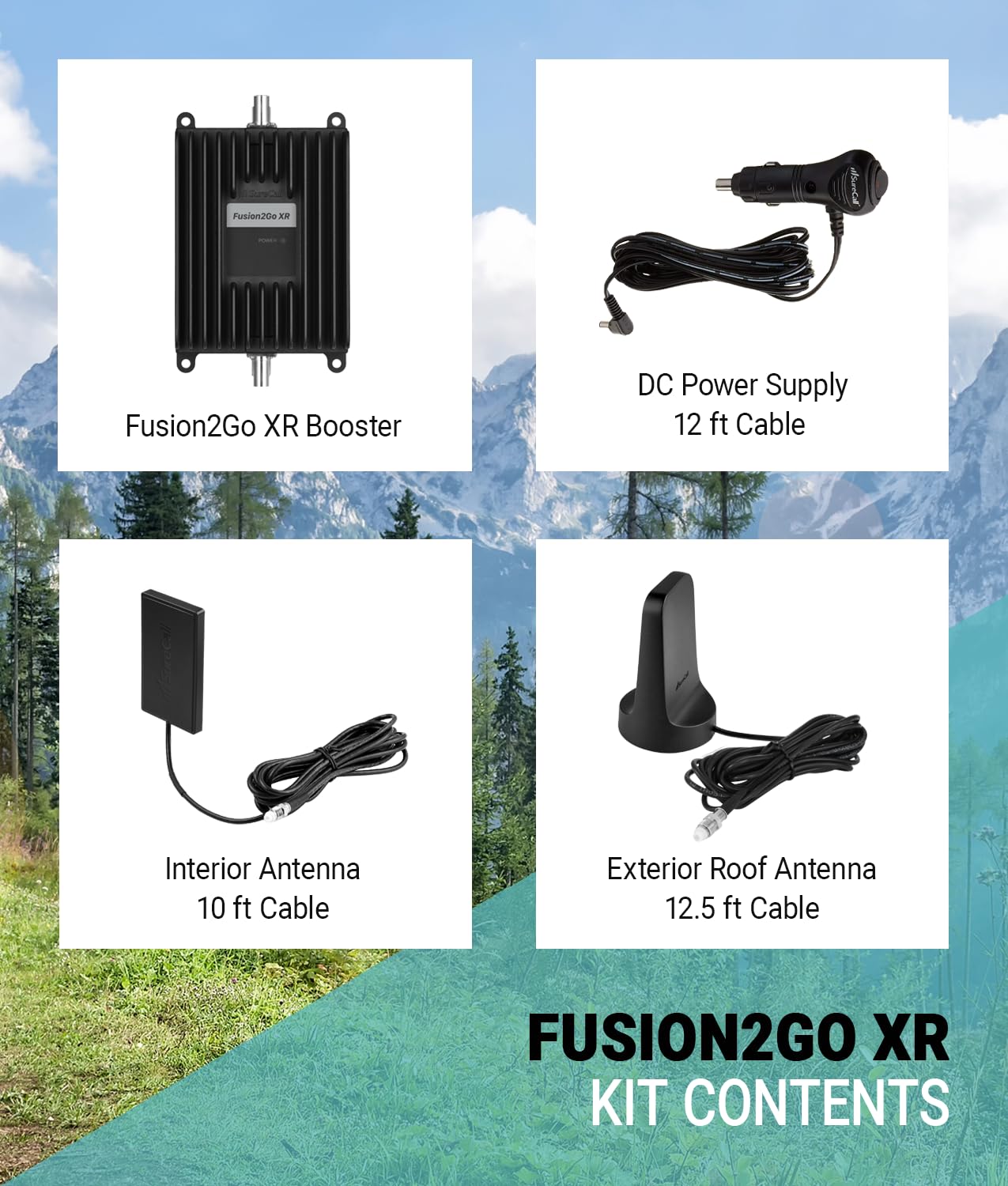 SureCall Fusion2Go XR Vehicle Cell Phone Signal Booster for Car, Truck, SUV | Boosts 5G & 4G LTE for All U.S. Cellular Carriers - Verizon, AT&T, T-Mobile | High-Performance, USA Company, FCC Approved