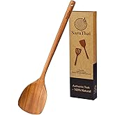 Teak Wood Wok Spatula Long Handle – Handmade Wooden Spatula for Cooking, Stir Frying & Flipping, Eco-Friendly Teak Wooden Utensil, Safe for Nonstick Pans