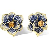 Santuzza Sterling Silver Gemstone Flower Earrings for Women