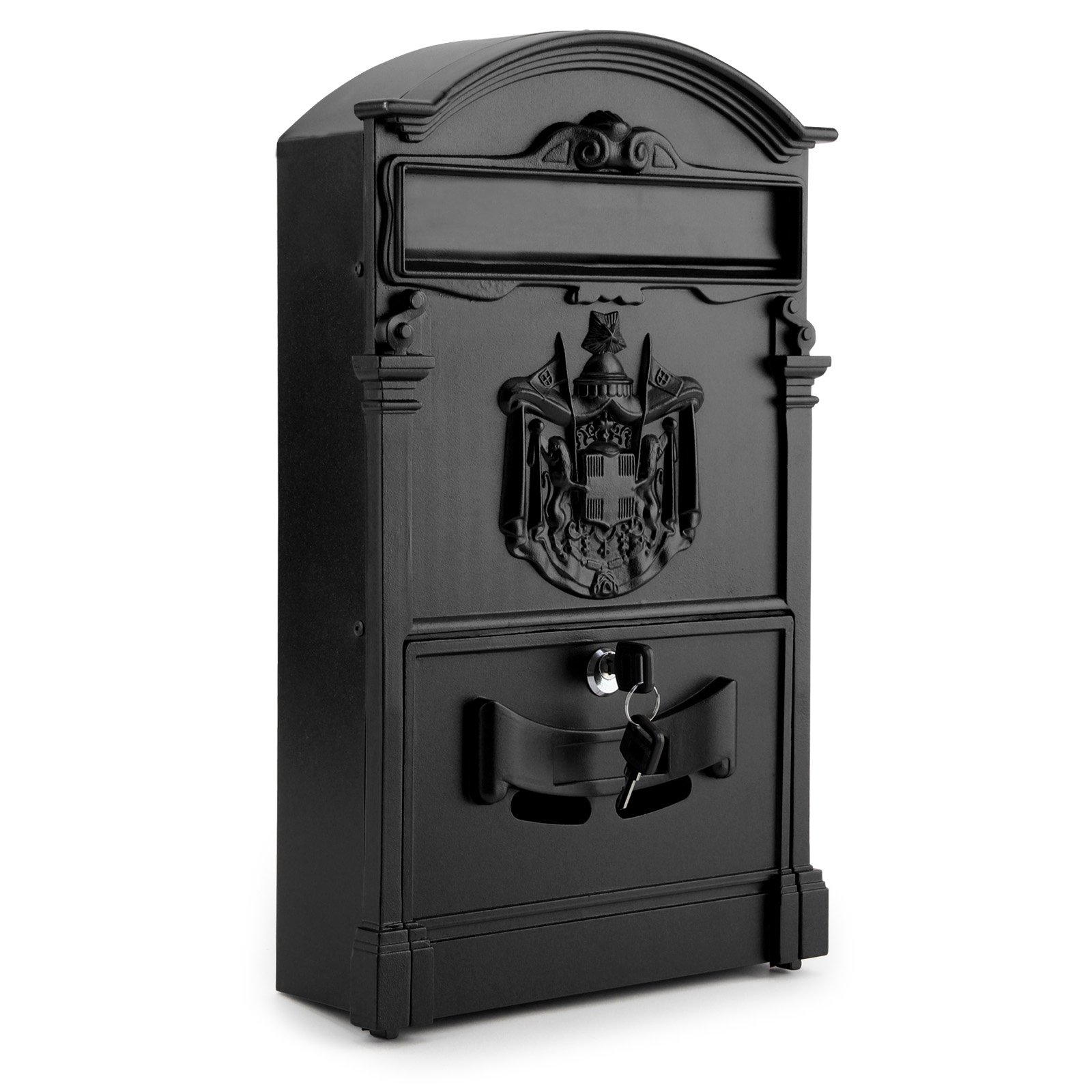AllRight Aluminium Mailbox Lockable Post Box Secure Letter Box Black