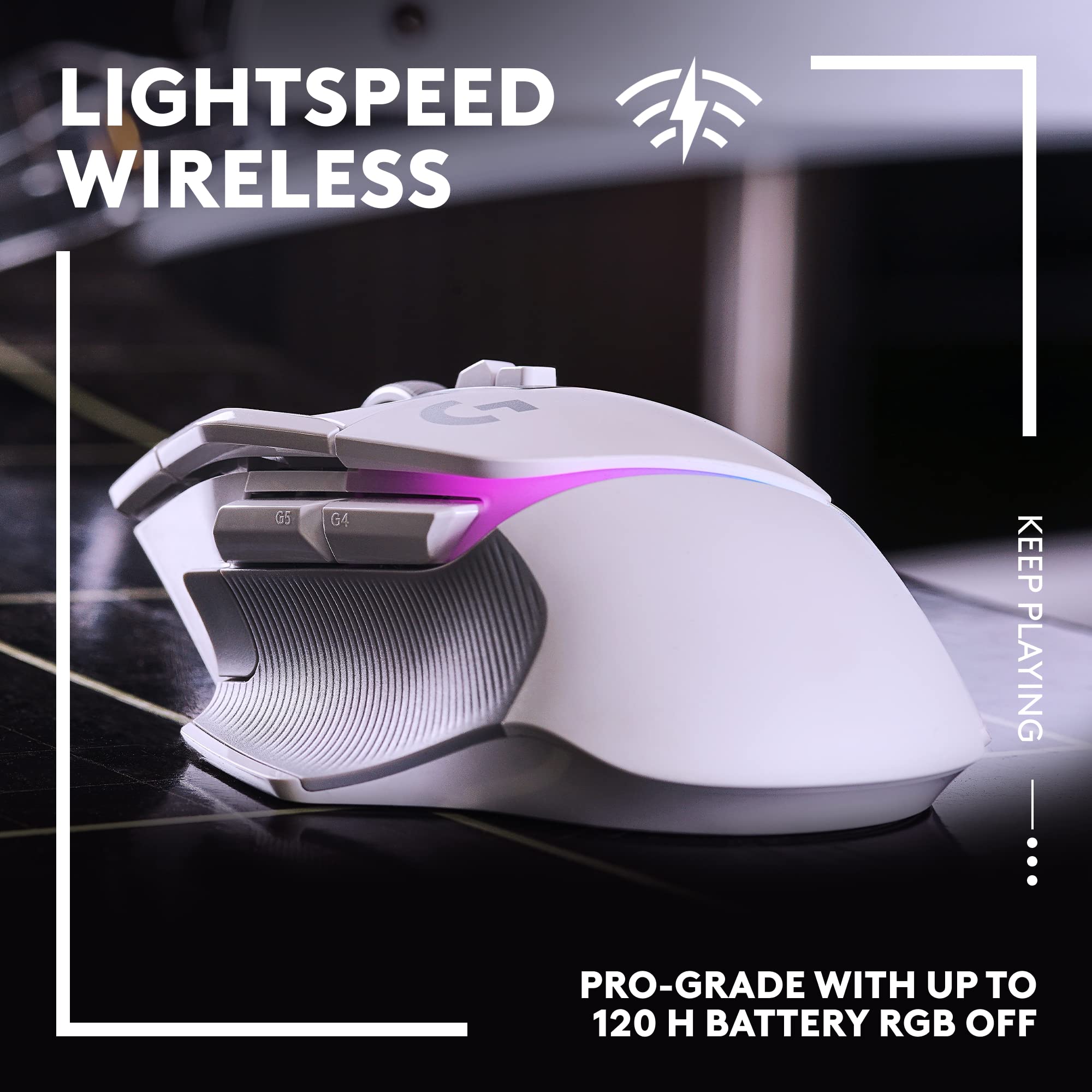 Logitech G502 X Plus Wireless Gaming Mouse - LIGHTSPEED Optical, LIGHTFORCE Switches, LIGHTSYNC RGB, HERO 25K Sensor for PC/Mac - White