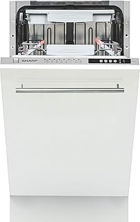 Sharp QW-S41I472X-DE / Geschirrspüler vollintegriert 45 cm / A++ / 10 Maßgedecke / 8 Programme / Startzeitvorwahl / 9 L Wasserverbrauch / Besteckschublade / AquaStop / Edelstahl