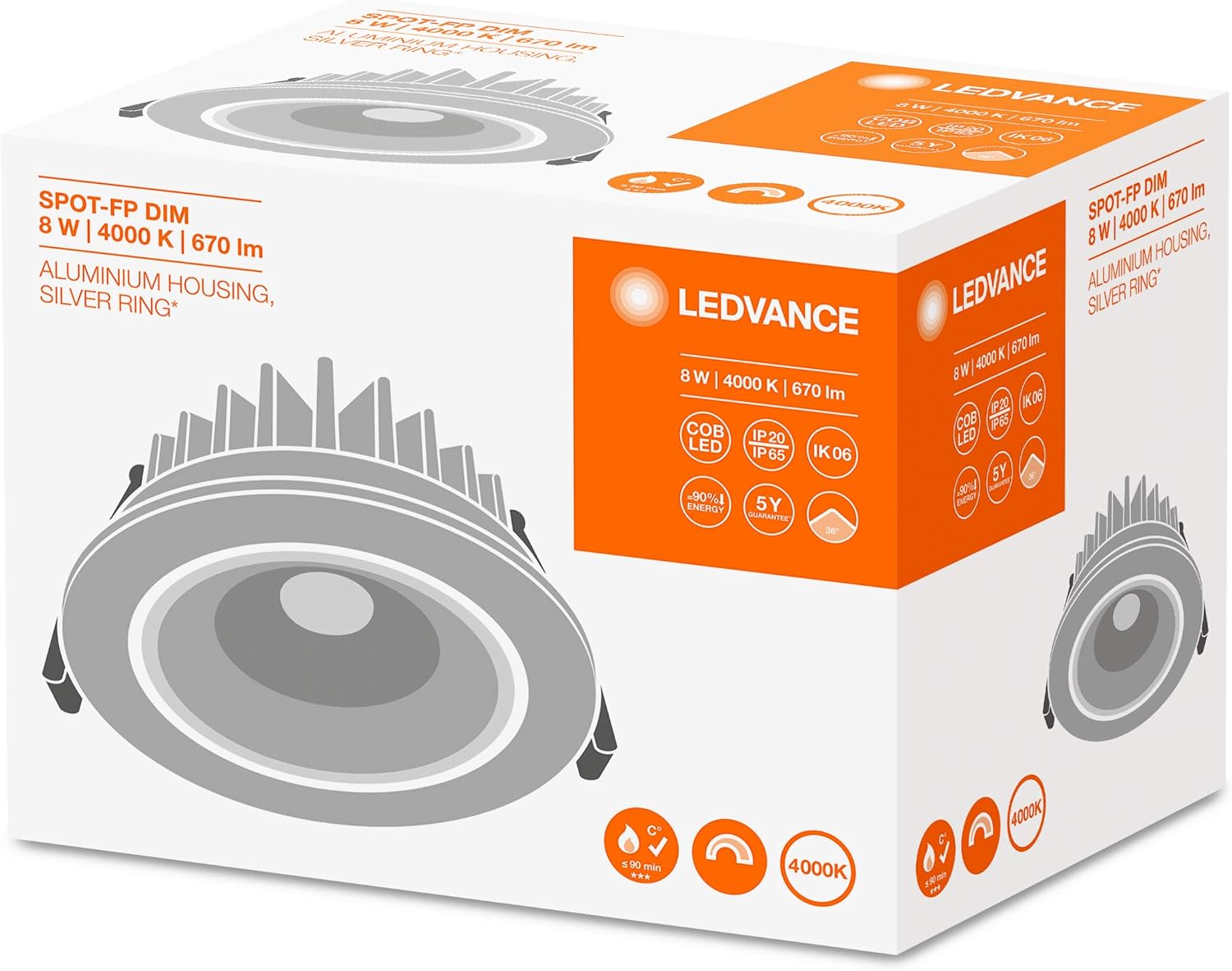 Ledvance 8 Watt Aluminium Spotlight - Silver - Image 3
