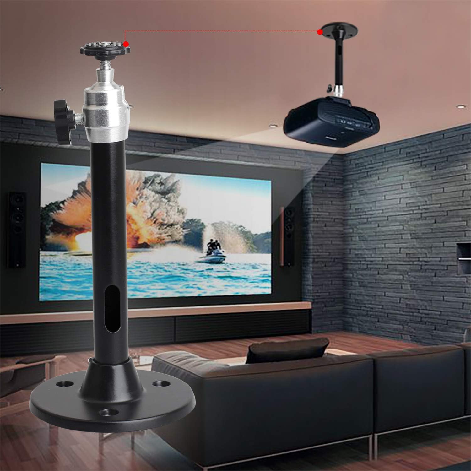 Mini Ceiling Wall Projector Mount Compatible with QKK, DR.J Upgrade, DBPOWER, Anker, AAXA Technologies, Artlii, LoongSon, APEMAN and Most Other Mini Projector （175mm, Black）