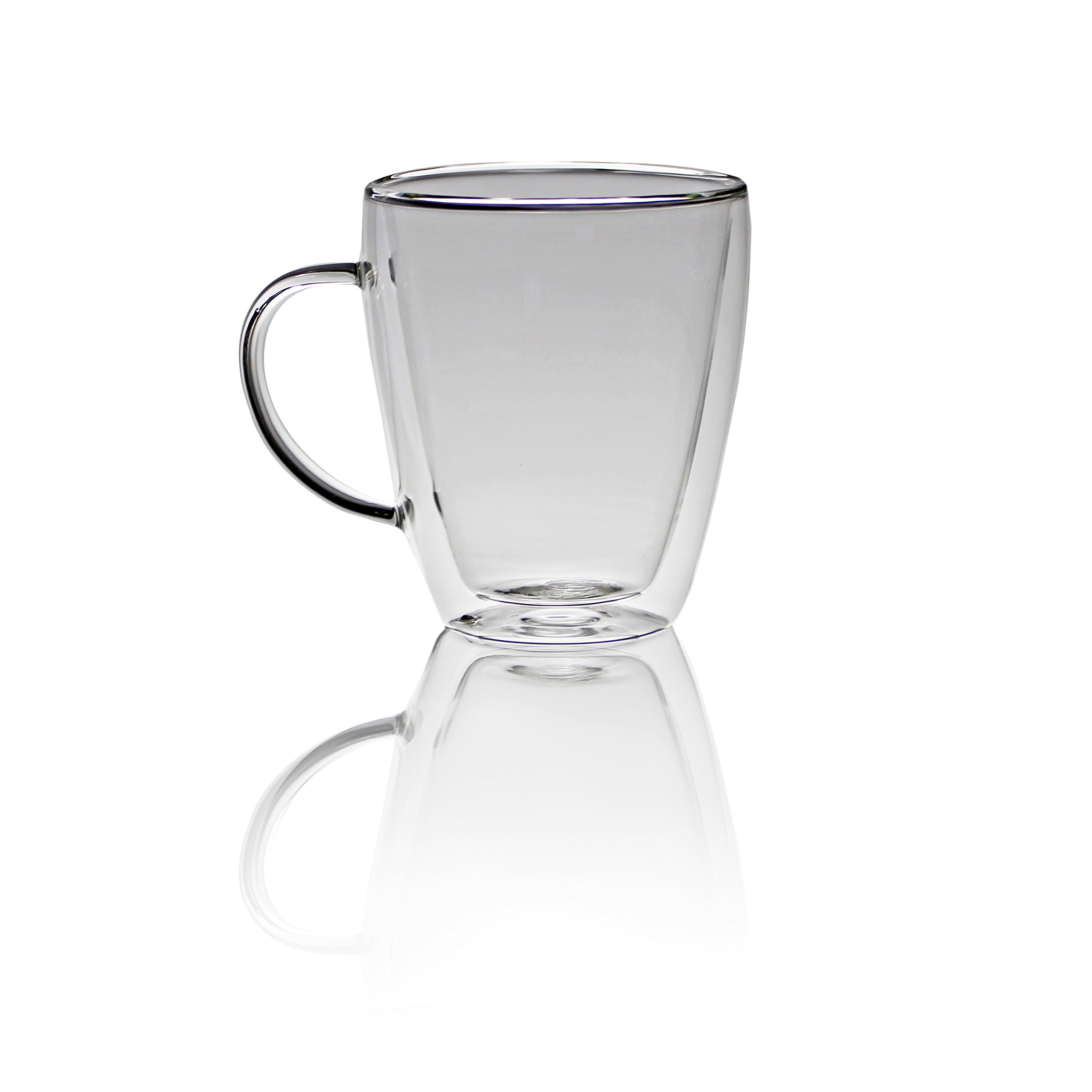 Large Double Walled Glass Coffee Mugs 16 oz, Set of 2, Dishwasher & Microwave Safe Insulated Glass Cups for Coffee, Tea or Cold Drinks by Summit One