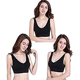 PRETTYWELL Sleep Bras for Women, Comfort Seamless Wireless Stretchy Sports Bra,3 Pack Yoga Bras, with Removable Pads