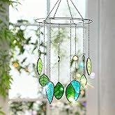 Thyle Plant Stained Glass Window Hanging Stained Glass Suncatcher Artificial Green Plants Decor Gift for Women Mom Grandma Plant Lovers Sun Catcher for Home Windows