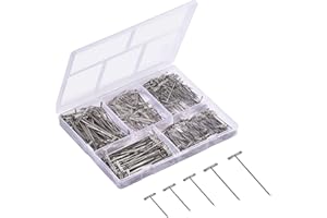 260Pcs T Pins 5 Assorted Sizes, 2 Inch, 1.7 Inch, 1.4 Inch, 1.3 Inch, 1 Inch, ARRITZ Wig Pins, T-Pins for Blocking Crochet, Modelling, Wig Making and Crafts, Straight Pins Sewing