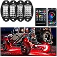 Sylvil 4 Pods Rock Lights for Car, Multi Color RGB LED Rock Lights Kit with APP & Remote Control, Music Mode, Waterproof Underglow Neon Light for Pickup Truck SUV, Car Accessories