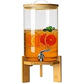 L'ÉPICÉA Drink Dispenser, Glass Drink Dispenser with Stand, Drink Dispenser for Parties, Beverage Dispenser with Stand, 304 Stainless Spigot, 1/2 Gallons Iced or Hot Beverage Dispenser