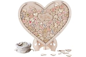 Y&K MOLISH Wedding Guest Book, Y&K Homish Wooden Picture Frame, Drop Top Frame Sign Book Wooden Hearts, Rustic Wedding Decorations and The Wedding Gift (Natural)