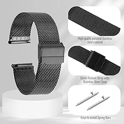 Winfox Stainless Steel Mesh Watch Band for Men