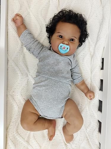 Zero Pam Black Reborn Baby Dolls 23 Inch Biracial Baby Girls Silicone Baby Dolls That Look Real Life Babies Dark Skin Lifelike Reborn Toddl 並行輸入品