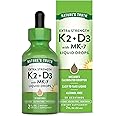 Nature's Truth Vitamin D3 K2 Liquid Drops | with MK-7 | 2 Fl Oz | Vegetarian, Non-GMO & Gluten Free Supplement | Essential Support