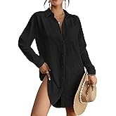 Bsubseach Swimsuit Coverup for Women Button Down Beach Cover Ups Long Sleeve Shirt Dress Modern Blouse Top