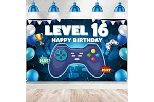 DZTRELFK Level 16 Unlocked Happy 16 Birthday Level Up Banner Backdrop Cheers to 16 years old Video Game Theme Decor Decorations for Boys Girls 16th Birthday Party Birthday Supplies Background