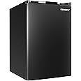 EUHOMY 4.4 Cu.Ft Fridge with Freezer, Single Door Compact Refrigerator, Adjustable Thermostat, Mini Refrigerator Energy Saving, Mini fridge for Bedroom, Dorm, Office, Black