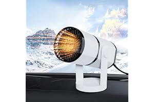 LARDERGO Portable Car Heater for Window Defroster Demister, White 12 V 2 and 1 Hot and Thermal Cooling Fan Ceramic Plug-in Cigarette Lighter for Car