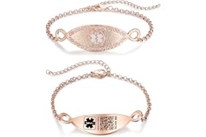 Theluckytag Upgraded Medical Bracelets Men Women with QR Code Medical Alert ID Bracelets - Titanium Steel Wristband Fits Wrists Up 8''-10'' - More Space Custom Emergency Medical ID Info