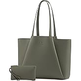 LOVEVOOK Laptop Tote for Women - 15.6 Inch Faux Leather Laptop Bag with Clutch, Large Capacity Office Purse Computer