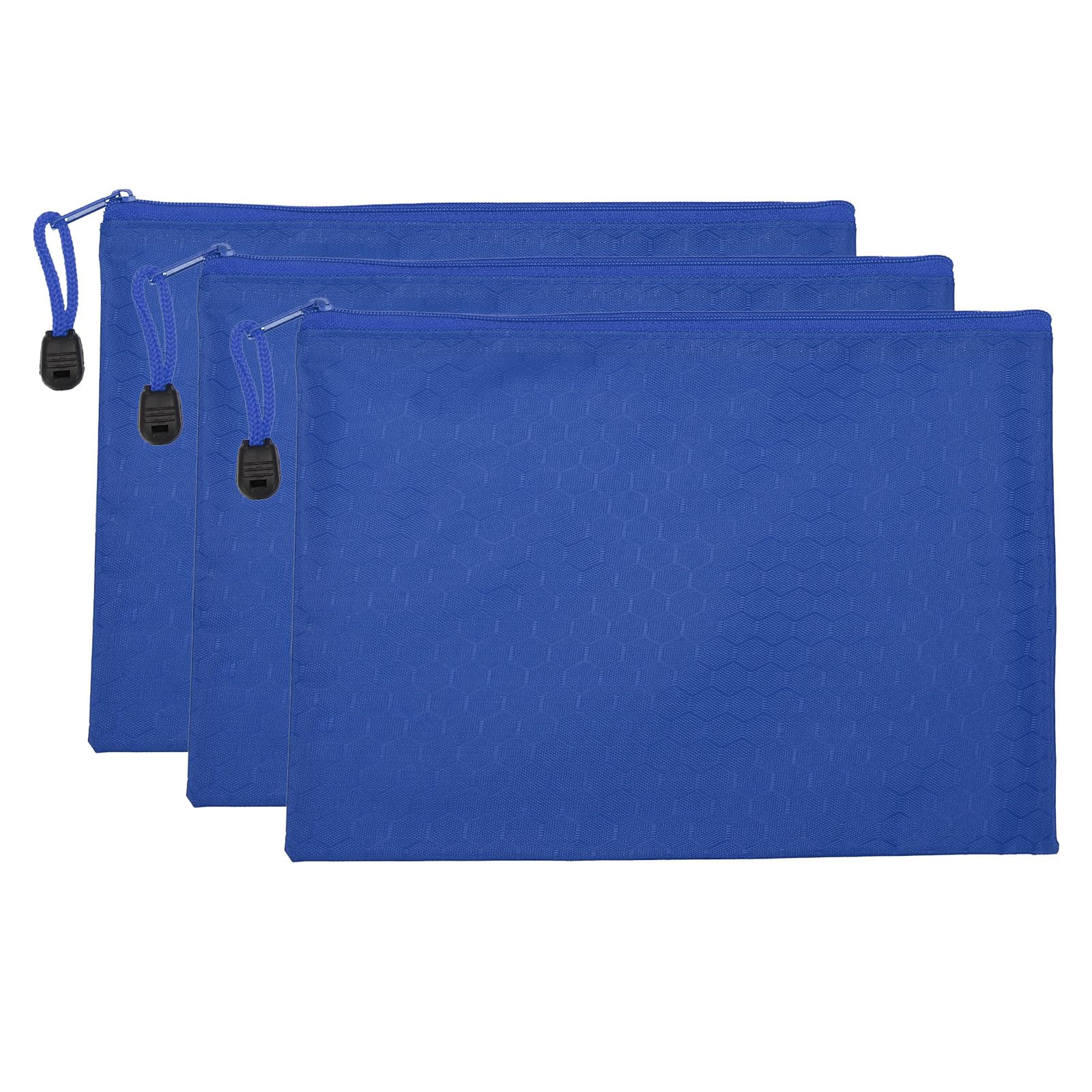 PATIKIL Waterproof Zipper File Bags, 3 Pack A5 Document Holders Pencil Pouch for Office, Blue