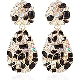 ATIMIGO Rhinestone Teardrop Dangle Earrings Trendy Crystal Drop Statement Earrings hypoallergenic Chandelier Fashion Earrings for Women