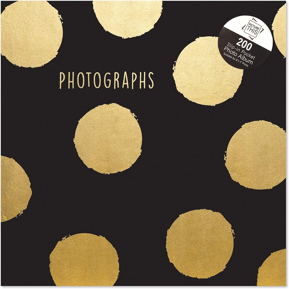 Tallon Gold Foil Polka Dots 6x4 Photo Album Holds 200 Photos
