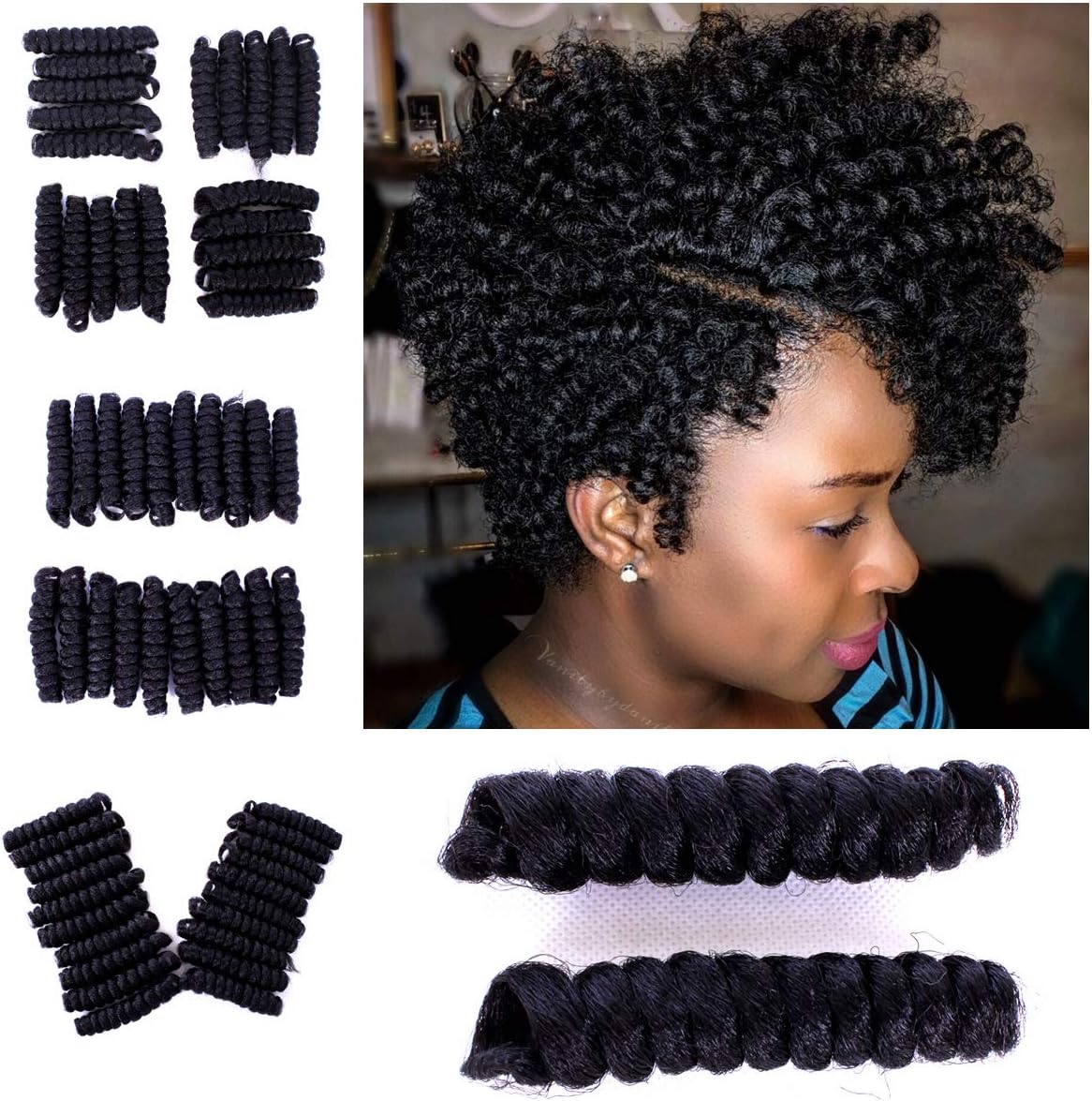 Coolbers 20 Inch Pre-Twist Kenzie Curl Black Wand Curly Crochet Braids Hair Extensions Jamaican Bounce Curls Kanekalon Crochet Braiding Hair for Women (20 Inch Kenzie Curl, 1B)