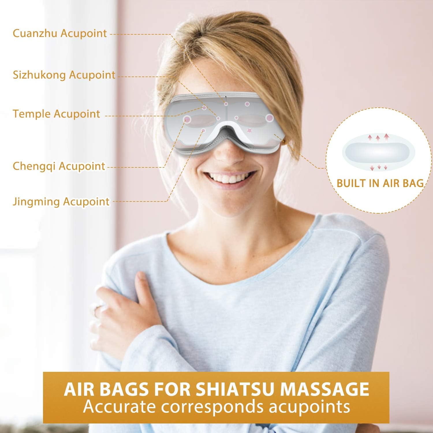 RENPHO Eye Massager with Heat, Compression Bluetooth Music Rechargeable Eye Therapy Massager for Relieve Eye Strain Dark Circles Eye Bags Dry Eye Improve Sleep (White): Health & Personal Care