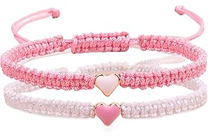 By Isla Jewelry Set of 2 Colorful Heart Beaded Matching Bracelets for Couples and Friendships | Adjustable Couple Bracelets set | Friendships Bracelets set | Couples Gift for Anniversary | Best Friend Bracelets | Gift for Boyfriend Girlfriend | Valentines Gifts | Long Distance Bracelets for Partners