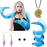 Landical 4 Set Halloween EEL Scarf Costumes Accessories Undersea Witch Cosplay Seashell Necklace Earrings For Halloween Costumes Accessories