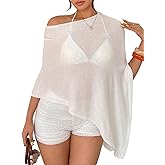 MakeMeChic Ponchos for Women Sheer Poncho Sweater Shawl Wraps Coverup