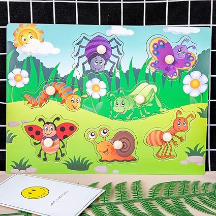 Leoie Baby Toys Wooden Puzzle Set Educational Wooden Toy Cartoon Vehicle/ Marine Animal Puzzle Child Gift Insect