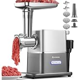 2026 Upgrade Quiet Meat Grinder Electric 3000W Max DC Motor, Auto-Reverse, 3 Speed, Sausage &amp; Kibbe Maker for Home Use