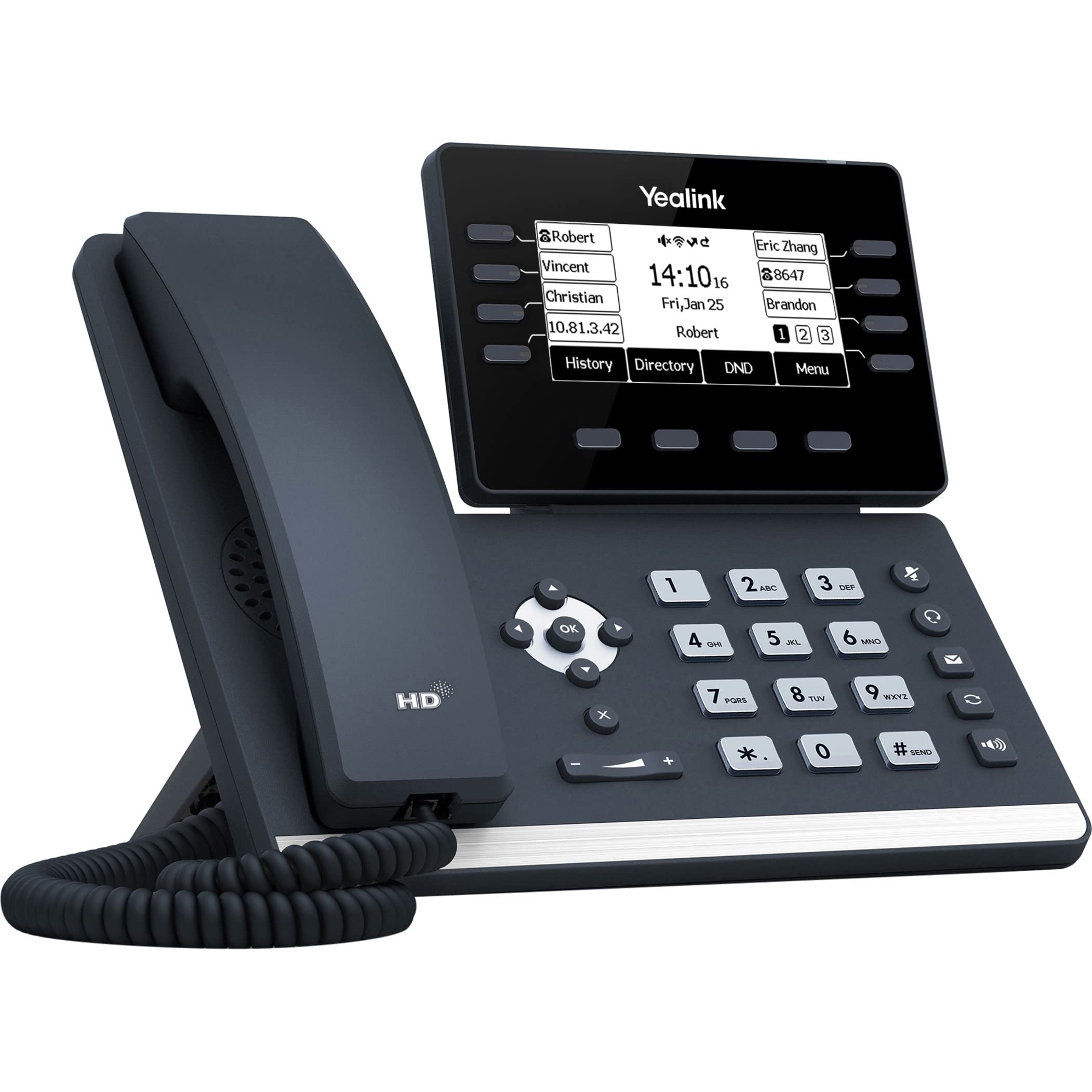 Yealink SIP-T53W IP Phone - Corded/Cordless - Corded/Cordless - Bluetooth, Wi-Fi - Wall Mountable, Desktop - Classic Gray